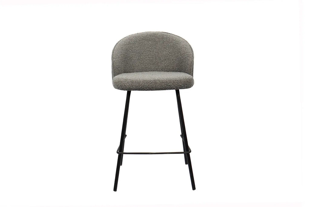 Chaise de bar JUNYA Gris tissu bouclé – 52 x 51 cm | TIKAYLA