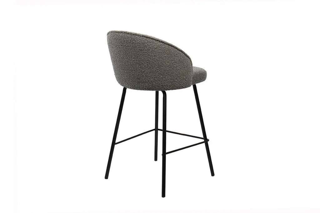 Chaise de bar JUNYA Gris tissu bouclé – 52 x 51 cm | TIKAYLA