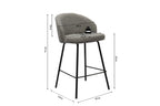 Chaise de bar JUNYA Gris tissu bouclé – 52 x 51 cm | TIKAYLA
