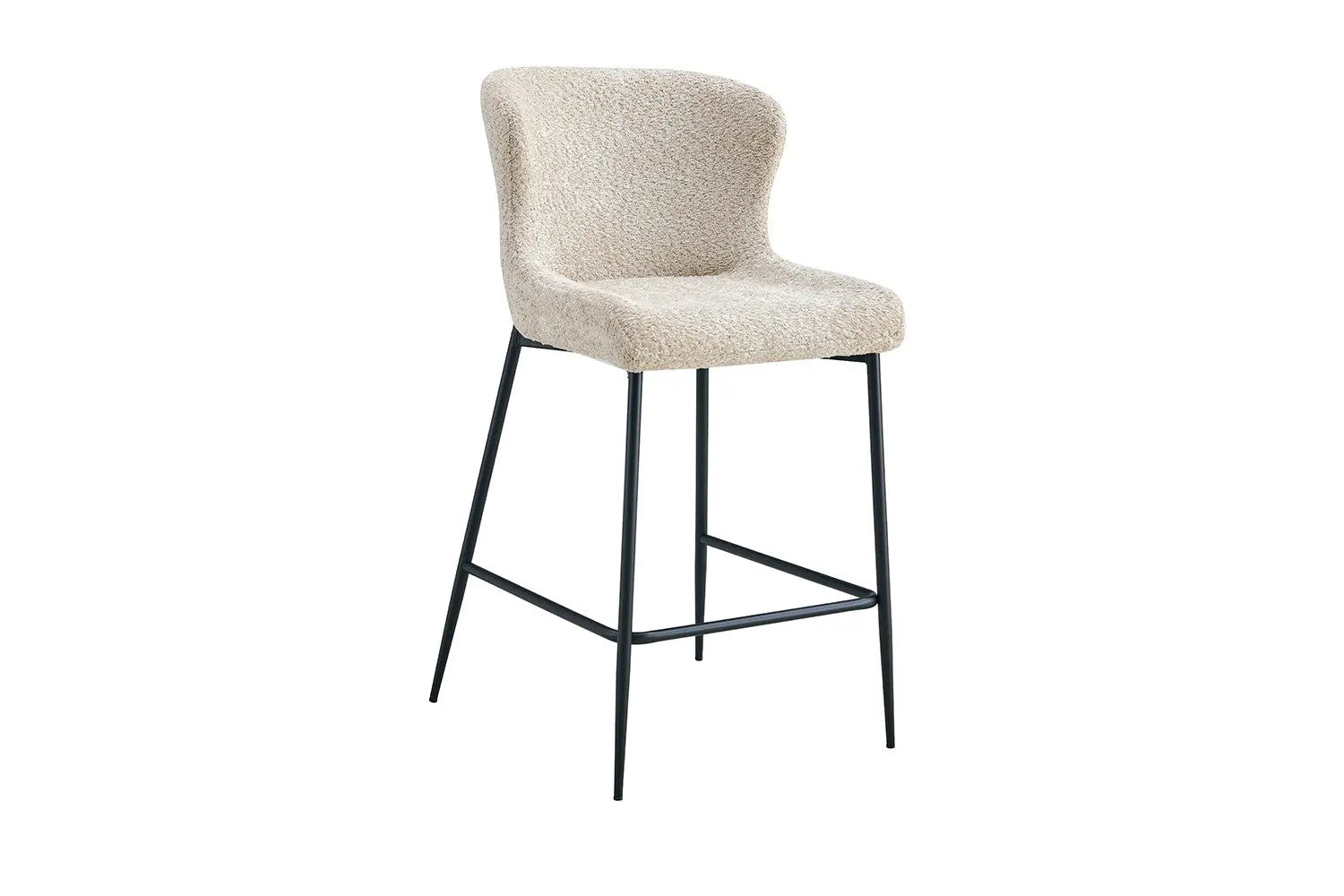 Chaise de bar LISE Beige tissu bouclé – 51,5 x 56 cm | TIKAYLA