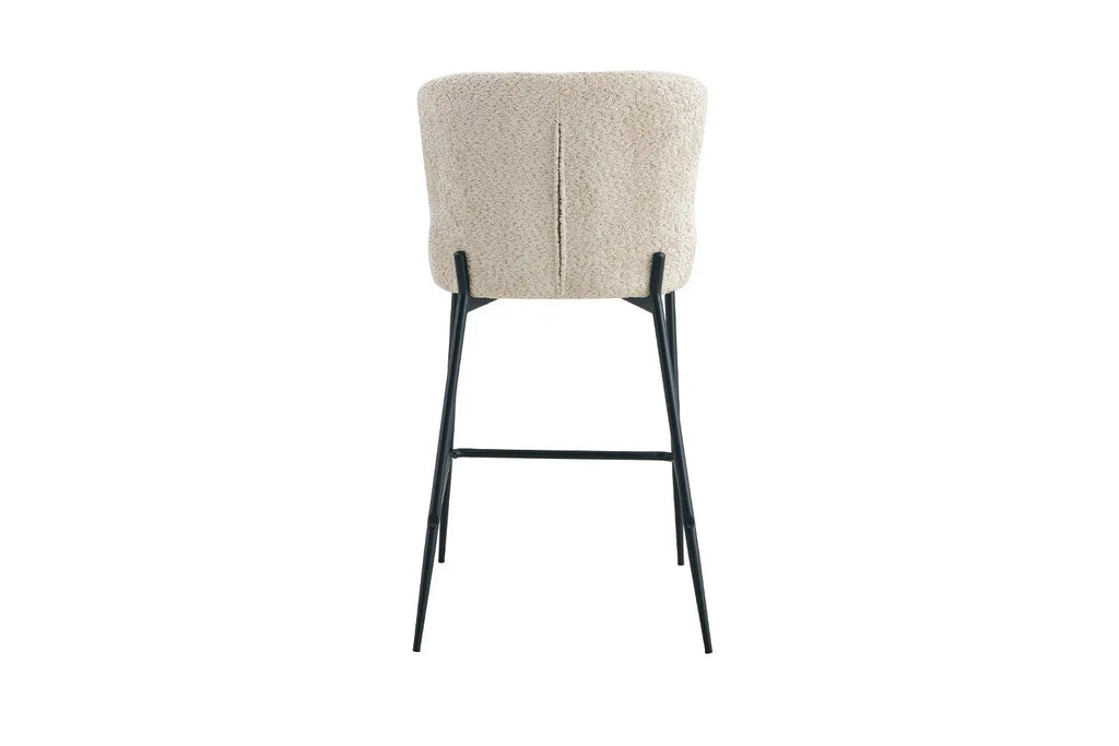 Chaise de bar LISE Beige tissu bouclé – 51,5 x 56 cm | TIKAYLA