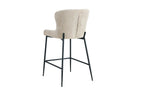 Chaise de bar LISE Beige tissu bouclé – 51,5 x 56 cm | TIKAYLA