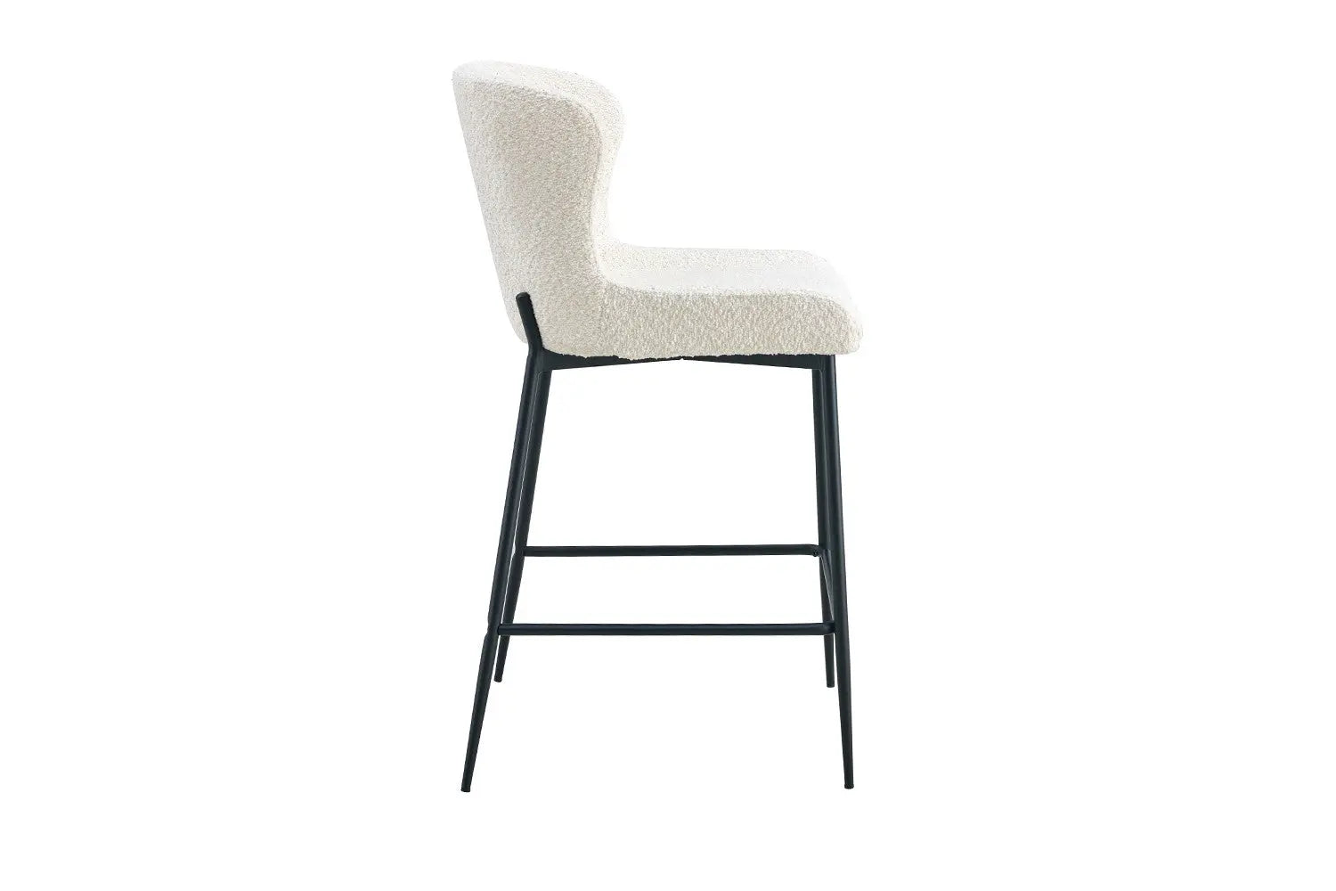 Chaise de bar LISE Écru tissu bouclé – 51,5 x 56 cm | TIKAYLA
