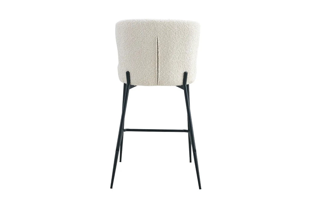 Chaise de bar LISE Écru tissu bouclé – 51,5 x 56 cm | TIKAYLA