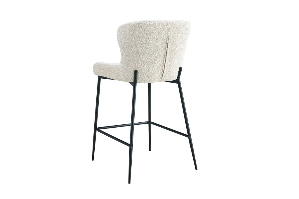 Chaise de bar LISE Écru tissu bouclé – 51,5 x 56 cm | TIKAYLA