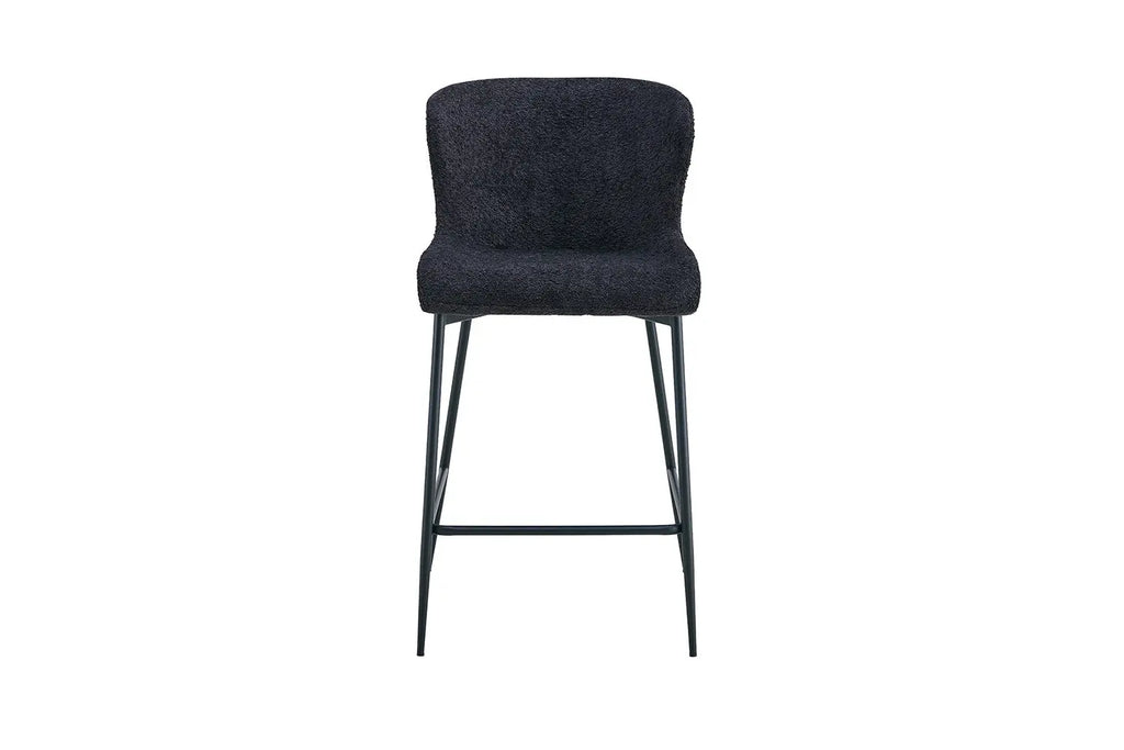 Chaise de bar LISE Gris foncé tissu bouclé – 51,5 x 56 cm | TIKAYLA