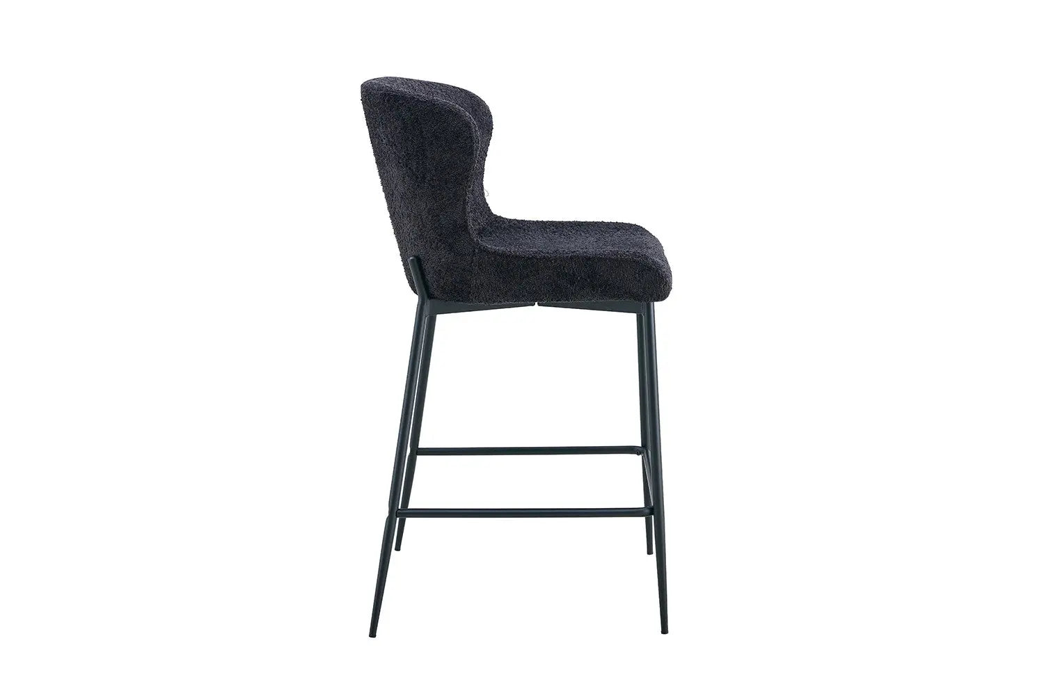 Chaise de bar LISE Gris foncé tissu bouclé – 51,5 x 56 cm | TIKAYLA