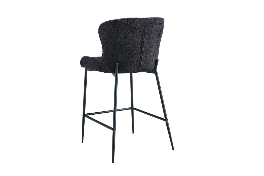 Chaise de bar LISE Gris foncé tissu bouclé – 51,5 x 56 cm | TIKAYLA