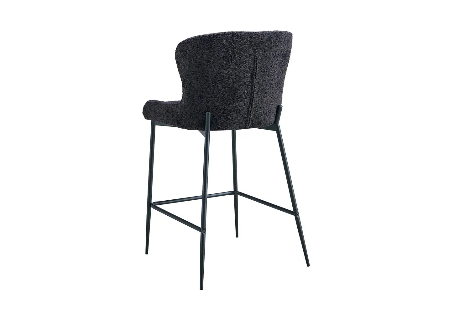 Chaise de bar LISE Gris foncé tissu bouclé – 51,5 x 56 cm | TIKAYLA