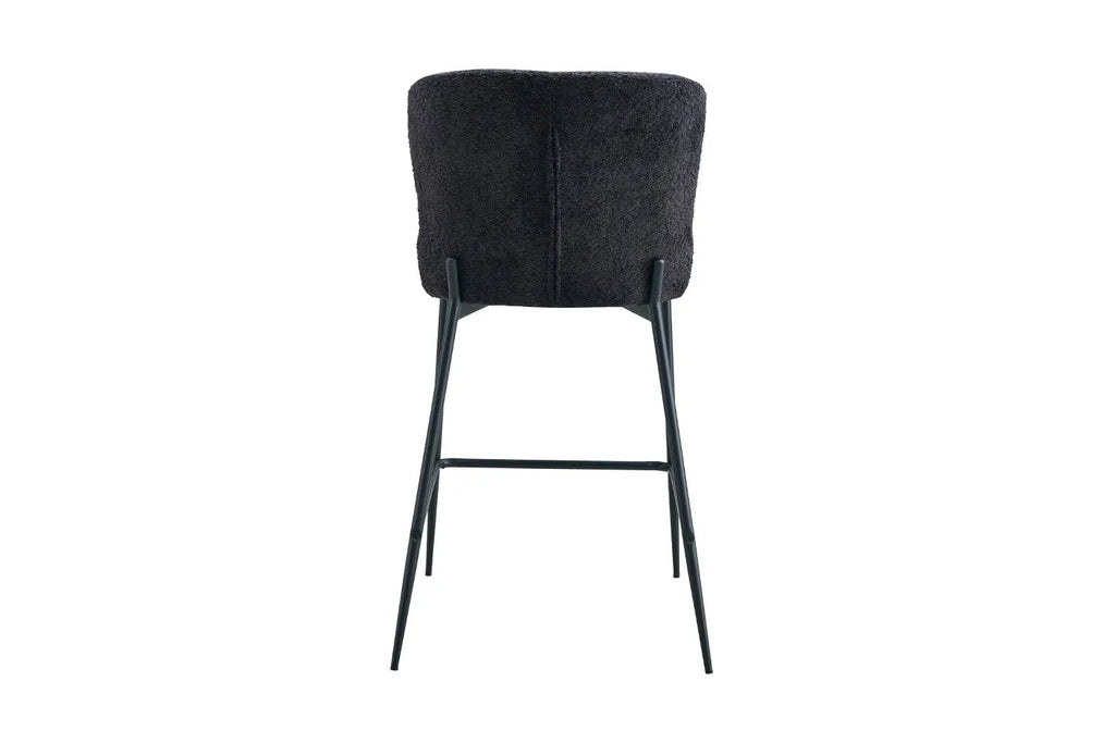 Chaise de bar LISE Gris foncé tissu bouclé – 51,5 x 56 cm | TIKAYLA