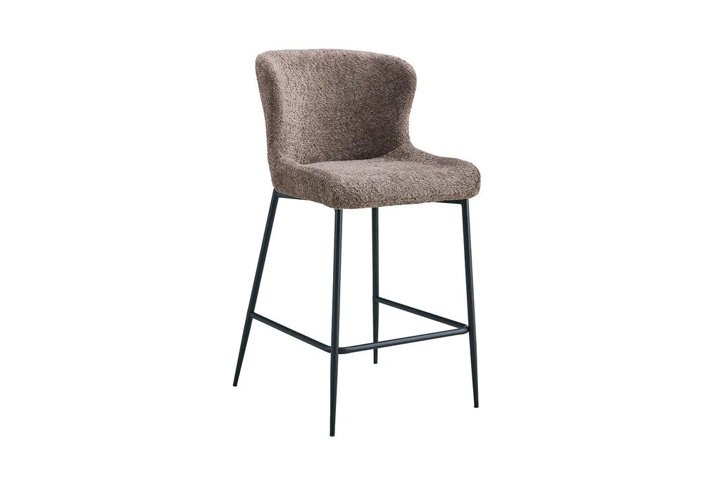 Chaise de bar LISE Sable tissu bouclé – 51,5 x 56 cm | TIKAYLA