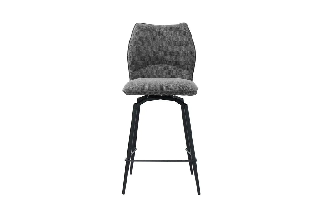 Chaise de bar LYARA Gris foncé tissu – 48 x 56 cm | TIKAYLA