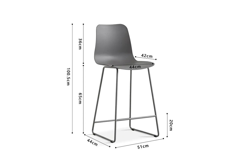 Chaise de bar MARYA Gris polypropylène – 51 x 44 cm | TIKAYLA