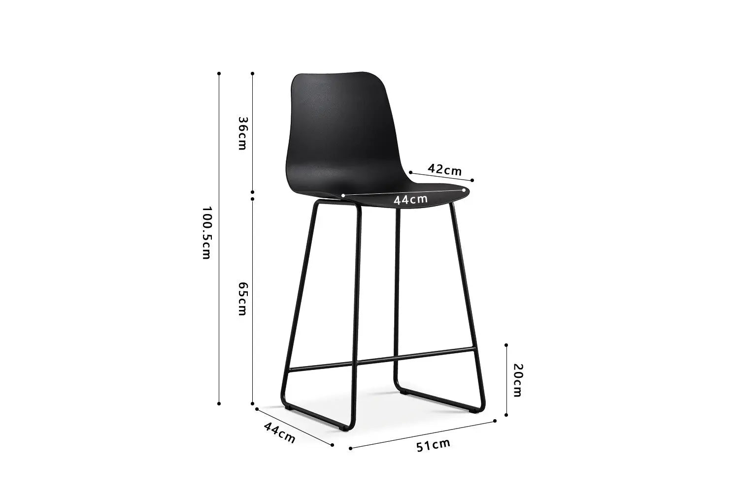 Chaise de bar MARYA Noir polypropylène – 51 x 44 cm | TIKAYLA