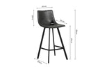 Chaise de bar OZAYA Noir simili cuir – 45 x 49 cm | TIKAYLA