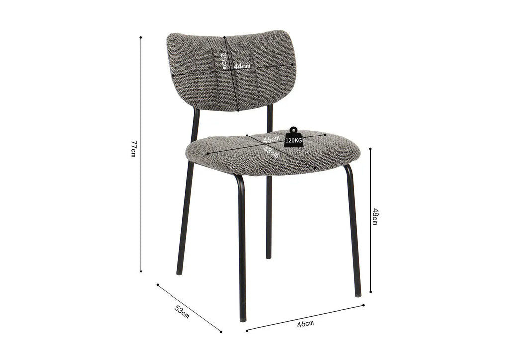 Chaise de salle à manger ANITA Gris foncé – 72 x 53 cm | TIKAYLA