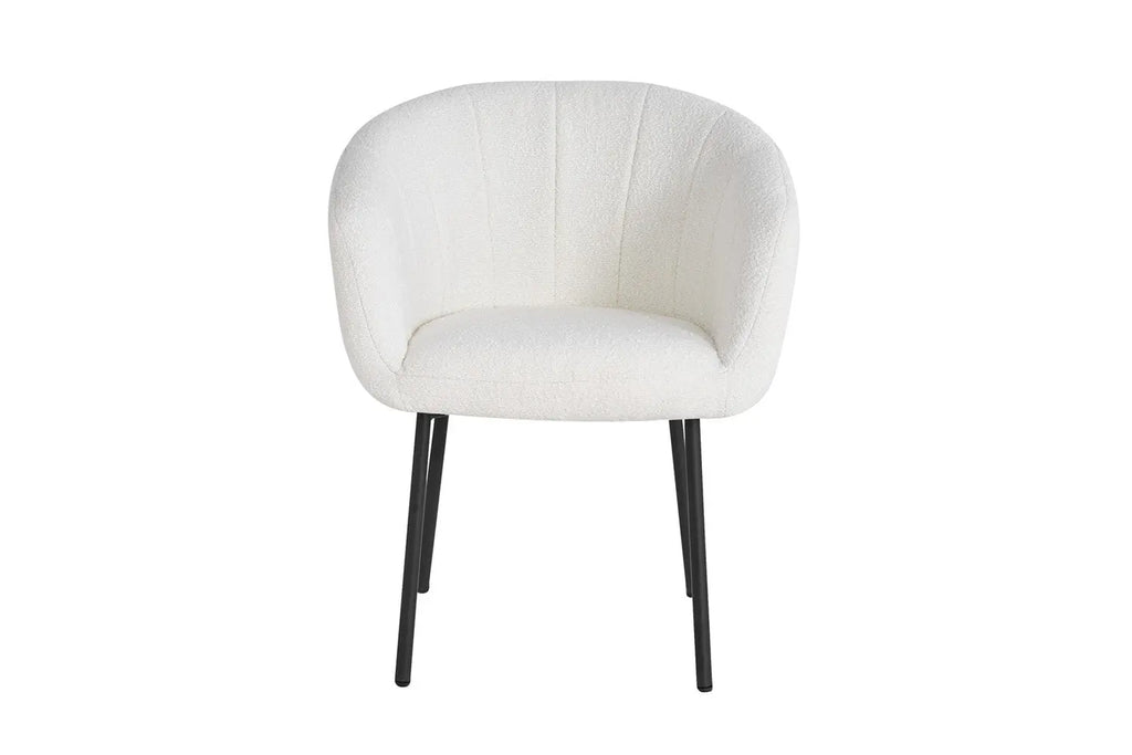 Chaise de salle à manger SAVINA Bouclé Blanc avec accoudoirs – 57 x 62 cm | TIKAYLA