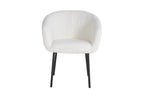 Chaise de salle à manger SAVINA Bouclé Blanc avec accoudoirs – 57 x 62 cm | TIKAYLA