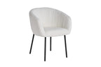 Chaise de salle à manger SAVINA Bouclé Blanc avec accoudoirs – 57 x 62 cm | TIKAYLA
