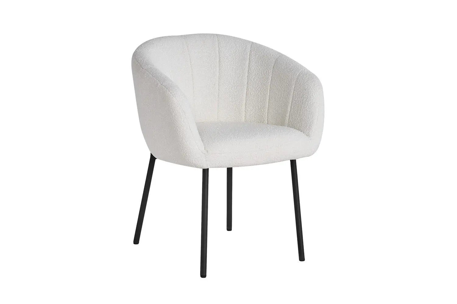 Chaise de salle à manger SAVINA Bouclé Blanc avec accoudoirs – 57 x 62 cm | TIKAYLA