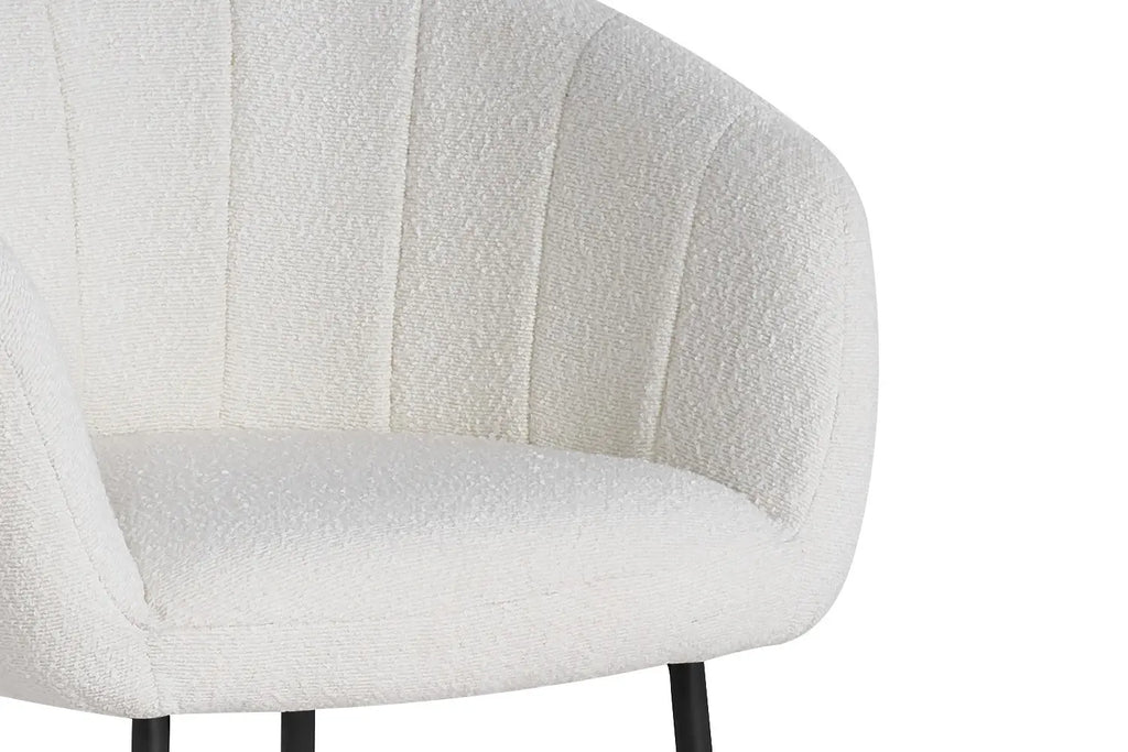 Lot de Chaises de Salle à Manger SAVINA en Tissu Bouclé Blanc - 57 x 62 cm ROUSSEAU