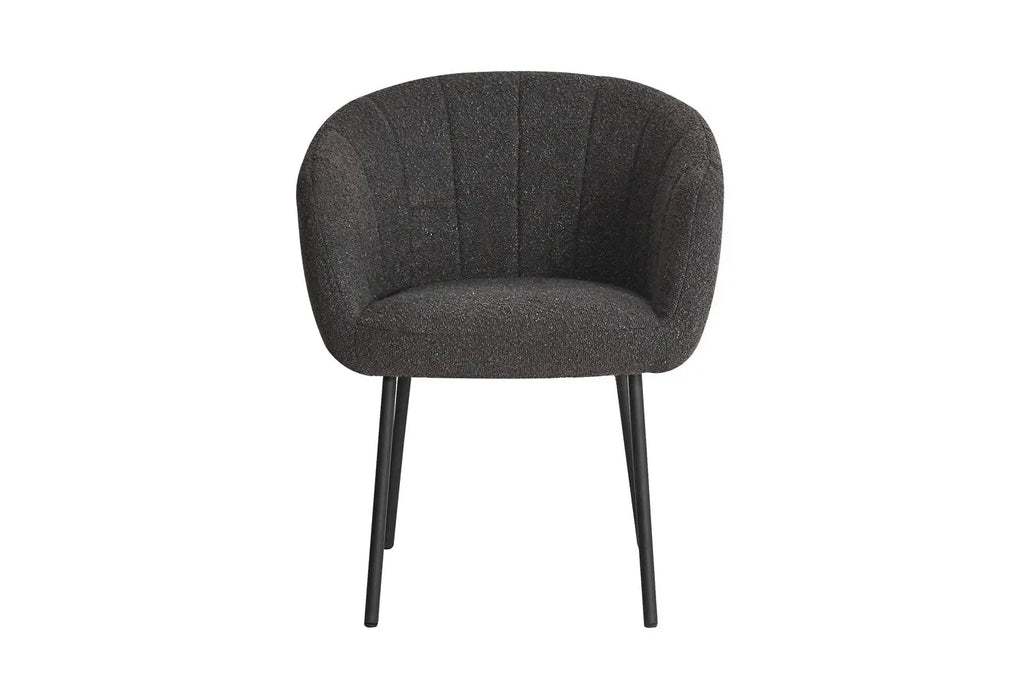 Chaise de salle à manger SAVINA Bouclé Gris avec accoudoirs – 57 x 62 cm | TIKAYLA