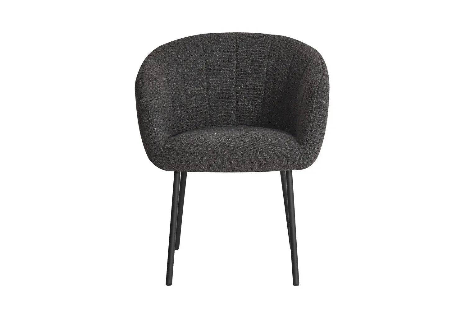Chaise de salle à manger SAVINA Bouclé Gris avec accoudoirs – 57 x 62 cm | TIKAYLA
