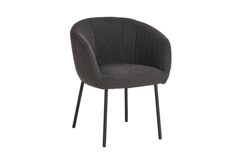 Chaise de salle à manger SAVINA Bouclé Gris avec accoudoirs – 57 x 62 cm | TIKAYLA
