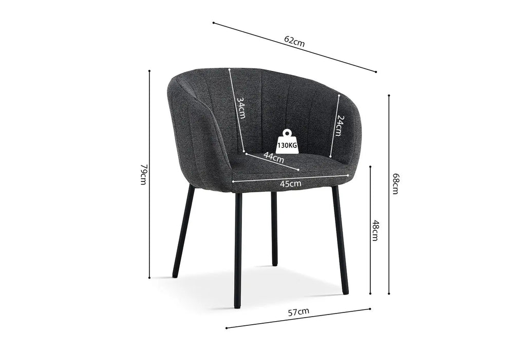 Lot de Chaises de Salle à Manger SAVINA en Tissu Gris Foncé - 57 x 62 cm ROUSSEAU