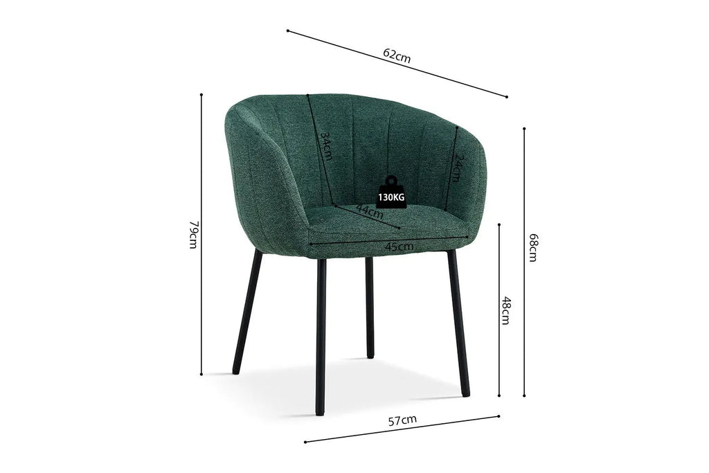 Lot de Chaises de Salle à Manger SAVINA en Tissu Vert - 57 x 62 cm ROUSSEAU