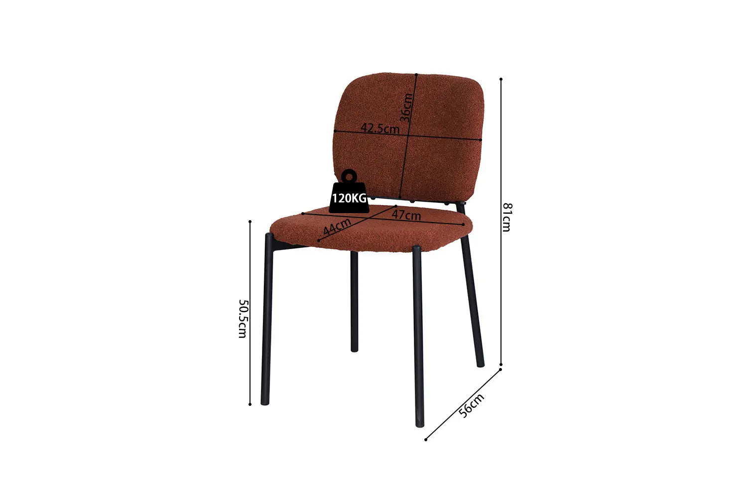 Lot de Chaises de Salle à Manger SOPHIE en Tissu Rouille - 43 x 50 cm ROUSSEAU