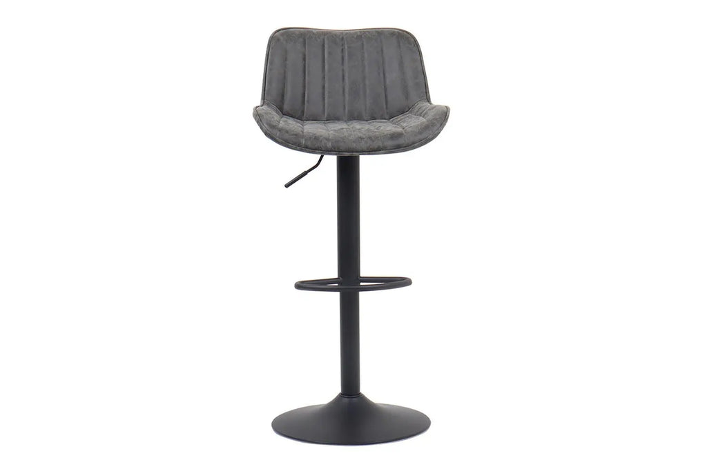 Tabouret de bar FENNY Gris simili cuir – 48 x 49,5 cm | TIKAYLA