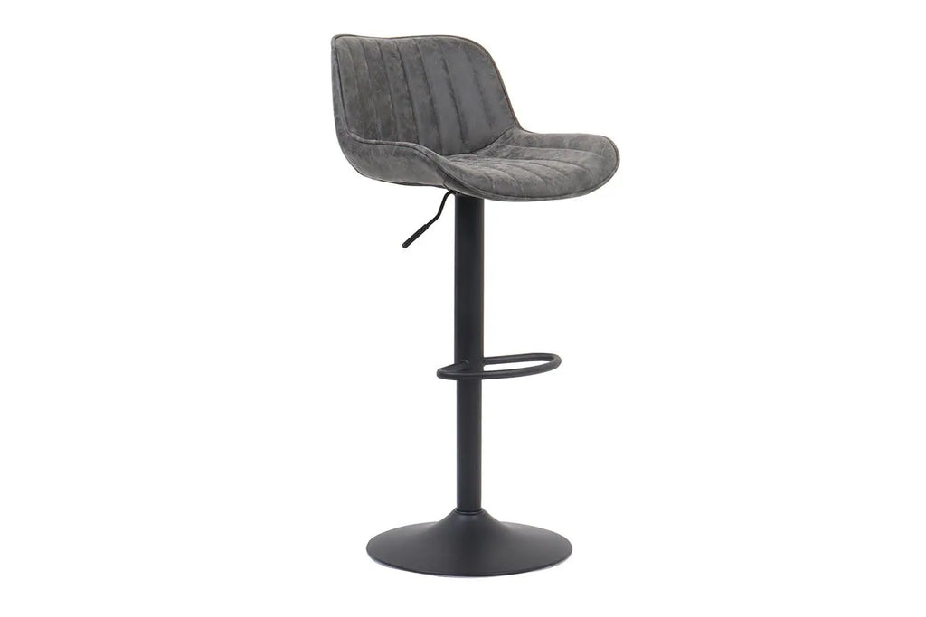 Tabouret de bar FENNY Gris simili cuir – 48 x 49,5 cm | TIKAYLA
