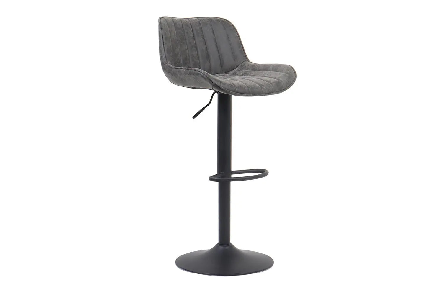 Tabouret de bar FENNY Gris simili cuir – 48 x 49,5 cm | TIKAYLA