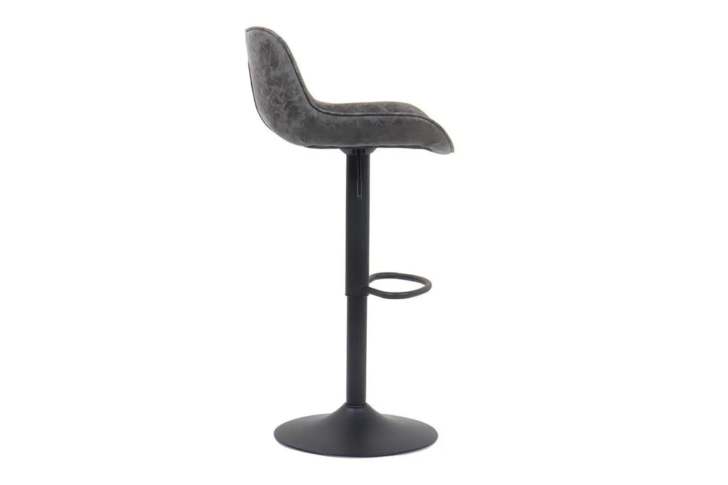 Tabouret de bar FENNY Gris simili cuir – 48 x 49,5 cm | TIKAYLA