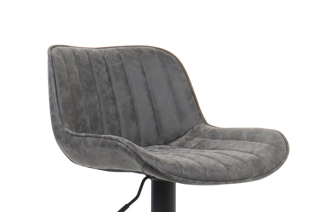 Tabouret de bar FENNY Gris simili cuir – 48 x 49,5 cm | TIKAYLA