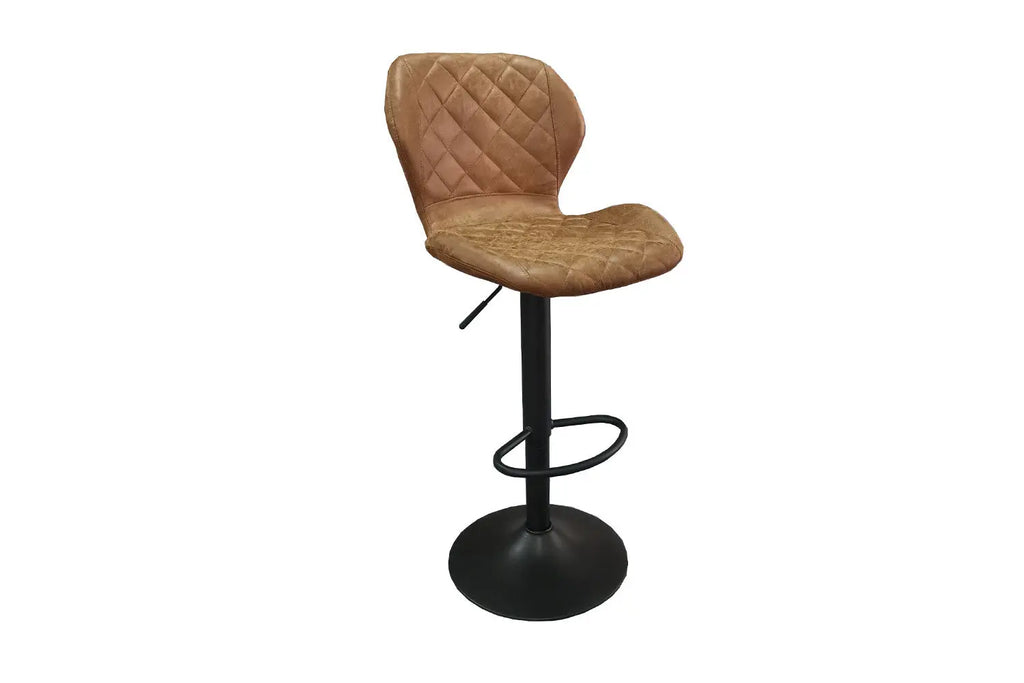 Tabouret de bar MAYA Cognac simili cuir – 48 x 52 cm | TIKAYLA