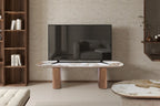Meuble TV AVORA beige en situation dans un salon contemporain