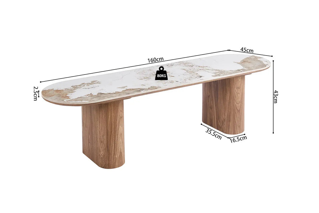 Meuble TV AVORA beige vue laterale hauteur 43 cm