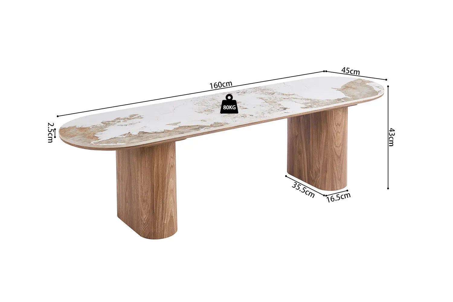 Meuble TV AVORA beige vue laterale hauteur 43 cm