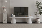 Meuble TV Effet Ciment Ecru TAVINA pour votre salon - 160 cm ROUSSEAU