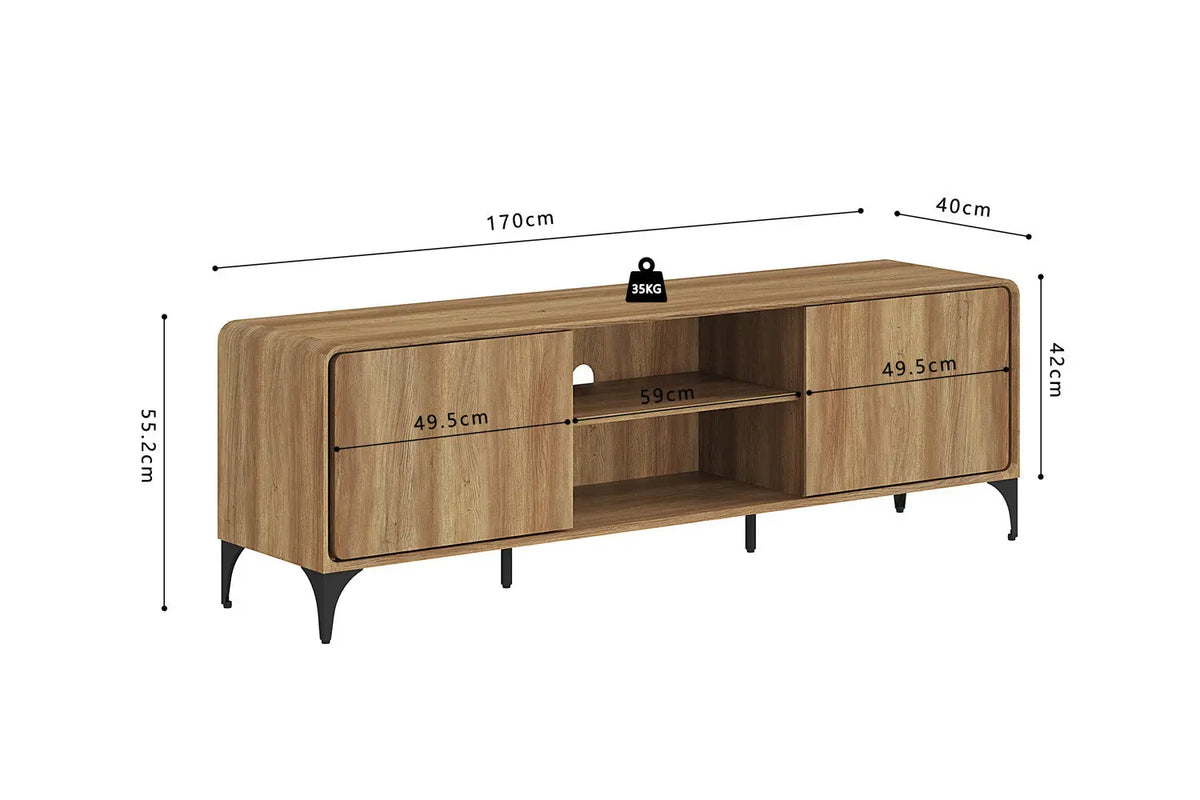 Schéma coté du meuble TV FLORANCYA 170 x 40 x 55,2 cm