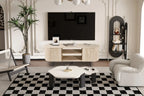 Meuble TV LYANE effet travertin beige - 160 cm - ROUSSEAU chez TIKAYLA