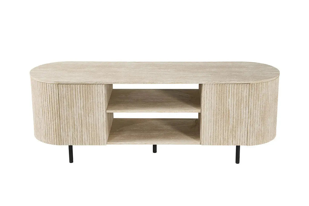 Meuble TV LYANE effet travertin beige - 160 cm - ROUSSEAU chez TIKAYLA