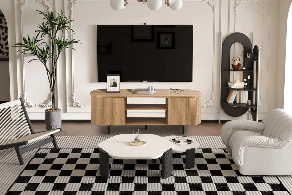 Meuble TV LYANE effet chêne naturel - 160 cm - ROUSSEAU chez TIKAYLA