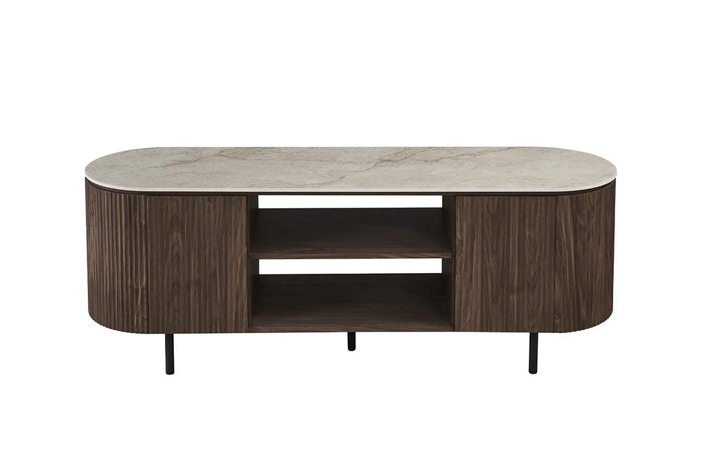 Meuble TV VEKO 160 cm - vue côté bords arrondis