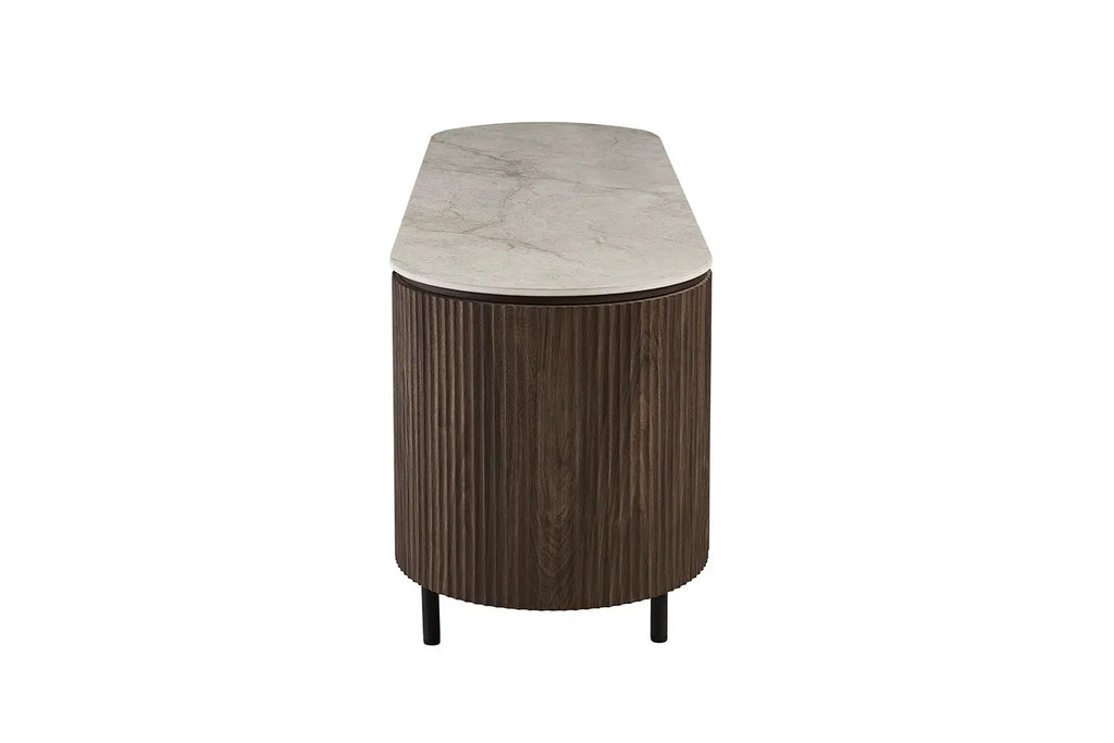Meuble TV VEKO 160 cm - détail plateau pierre frittée Shakespear Beige