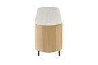 Meuble TV VEKO 160 cm Chêne Naturel - détail plateau pierre frittée Baroque Gris