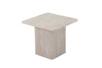 NOLYA - Lot de 2 Table basses Effet Travertin Beige - 52x60 cm et 80x80 cm ROUSSEAU