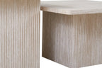 NOLYA - Lot de 2 Table basses Effet Travertin Beige - 52x60 cm et 80x80 cm ROUSSEAU